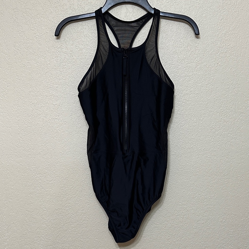 Speedo Women's Swimsuit One Piece Power Flex Mesh Half Zip - Picture 5 of 11